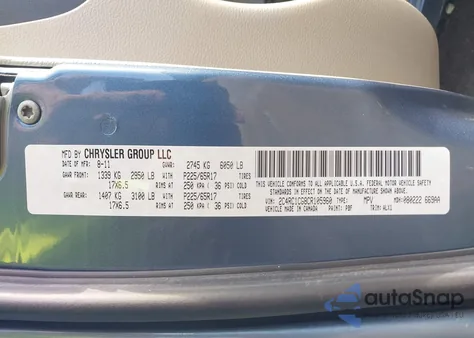 2012 Chrysler Town & Country Touring-L z USA, uszkodzony, nr VIN 2C4RC1CG8CR105960